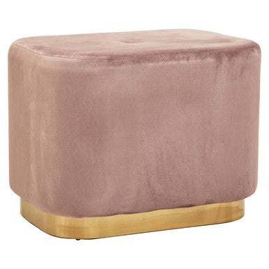 Hartford Dusty Pink Velvet & Matte Gold Rectangular Pouffe