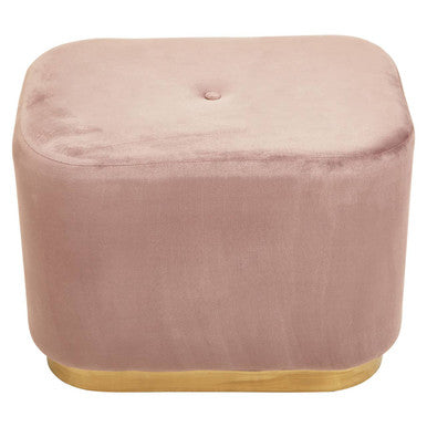 Hartford Dusty Pink Velvet & Matte Gold Rectangular Pouffe