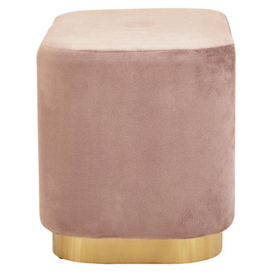 Hartford Dusty Pink Velvet & Matte Gold Rectangular Pouffe