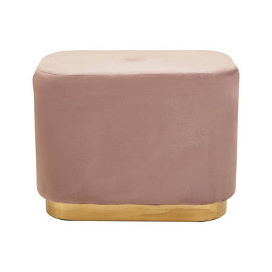 Hartford Dusty Pink Velvet & Matte Gold Rectangular Pouffe