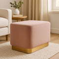 Hartford Dusty Pink Velvet & Matte Gold Rectangular Pouffe