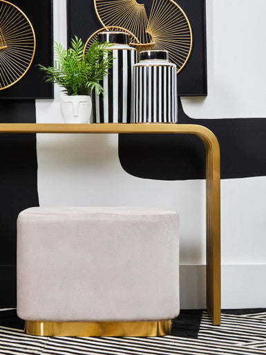Hartford Mink Velvet & Matte Gold Rectangular Pouffe