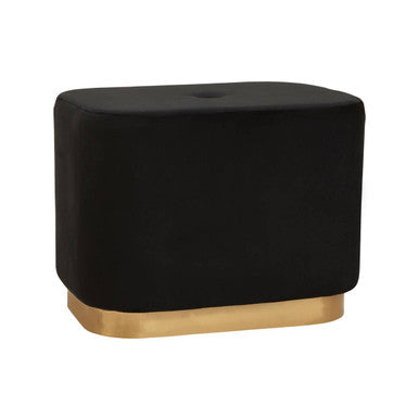 Hartford Black Velvet & Matte Gold Rectangular Pouffe