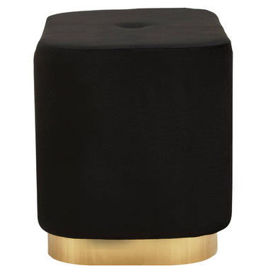 Hartford Black Velvet & Matte Gold Rectangular Pouffe