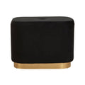 Hartford Black Velvet & Matte Gold Rectangular Pouffe