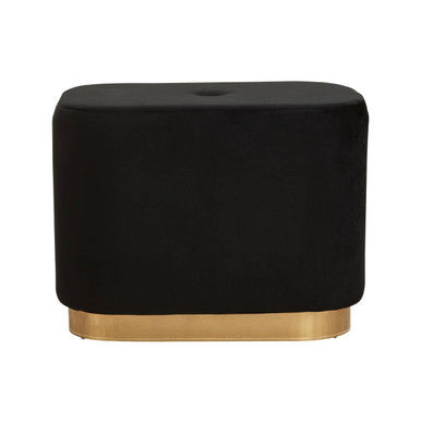 Hartford Black Velvet & Matte Gold Rectangular Pouffe