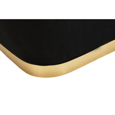 Hartford Black Velvet & Matte Gold Rectangular Pouffe