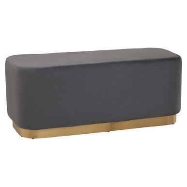 Hartford Grey Velvet Bench With Matte Gold Base