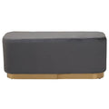 Hartford Grey Velvet Bench With Matte Gold Base