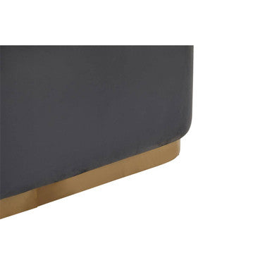 Hartford Grey Velvet Bench With Matte Gold Base