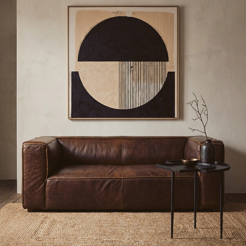 2 Seat Antique Brown Leather Sofa, King
