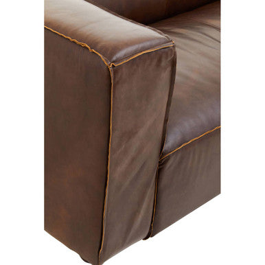 2 Seat Antique Brown Leather Sofa, King