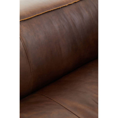 2 Seat Antique Brown Leather Sofa, King