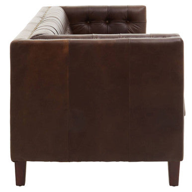 3 Seat Modern Chesterfield Dark Brown Leather Sofa, King
