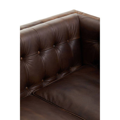 3 Seat Modern Chesterfield Dark Brown Leather Sofa, King