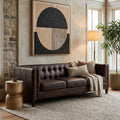 3 Seat Modern Chesterfield Dark Brown Leather Sofa, King