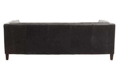 3 Seat Modern Chesterfield Black Leather Sofa, King
