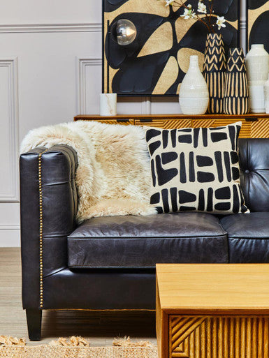 3 Seat Modern Chesterfield Black Leather Sofa, King