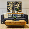 3 Seat Modern Chesterfield Black Leather Sofa, King