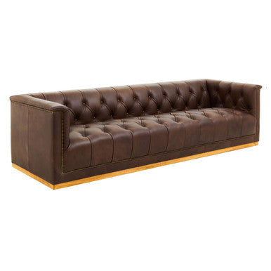3 Seat Modern Chesterfield Dark Brown Leather Sofa, King