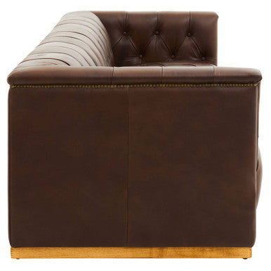 3 Seat Modern Chesterfield Dark Brown Leather Sofa, King