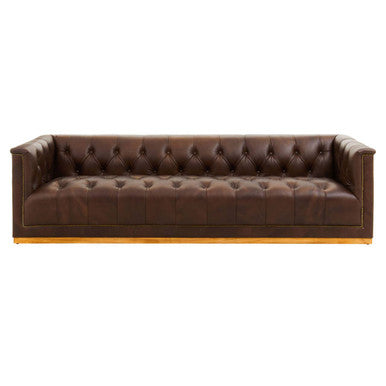 3 Seat Modern Chesterfield Dark Brown Leather Sofa, King