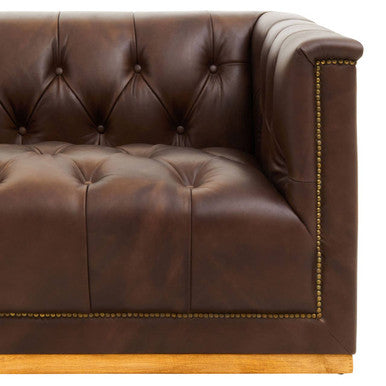 3 Seat Modern Chesterfield Dark Brown Leather Sofa, King