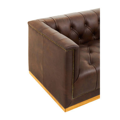 3 Seat Modern Chesterfield Dark Brown Leather Sofa, King