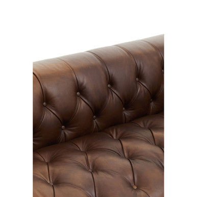 3 Seat Modern Chesterfield Dark Brown Leather Sofa, King