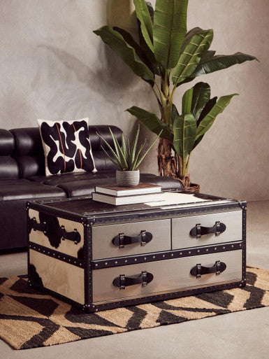 Armless Antique Black Leather Modular Sofa Chair, King