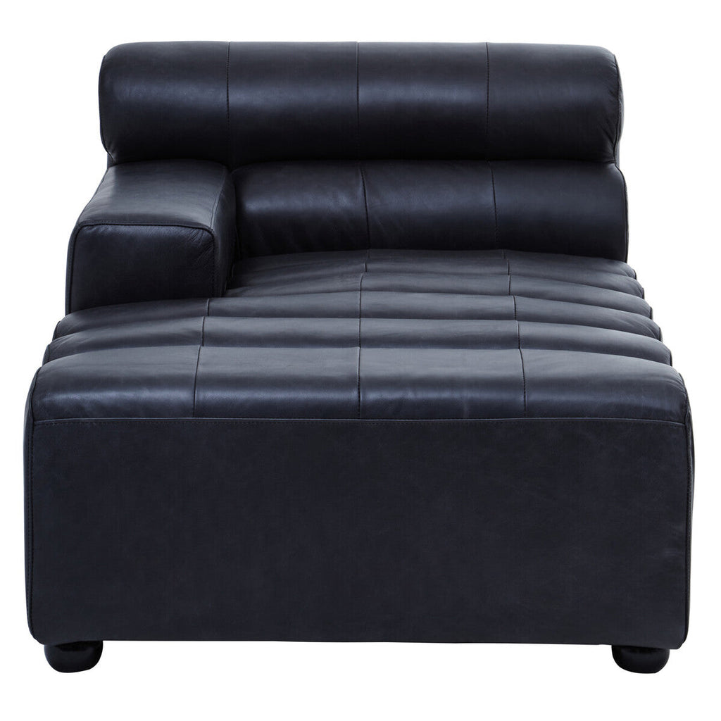 Antique Black Left Arm Leather Modular Chaise Sofa, King