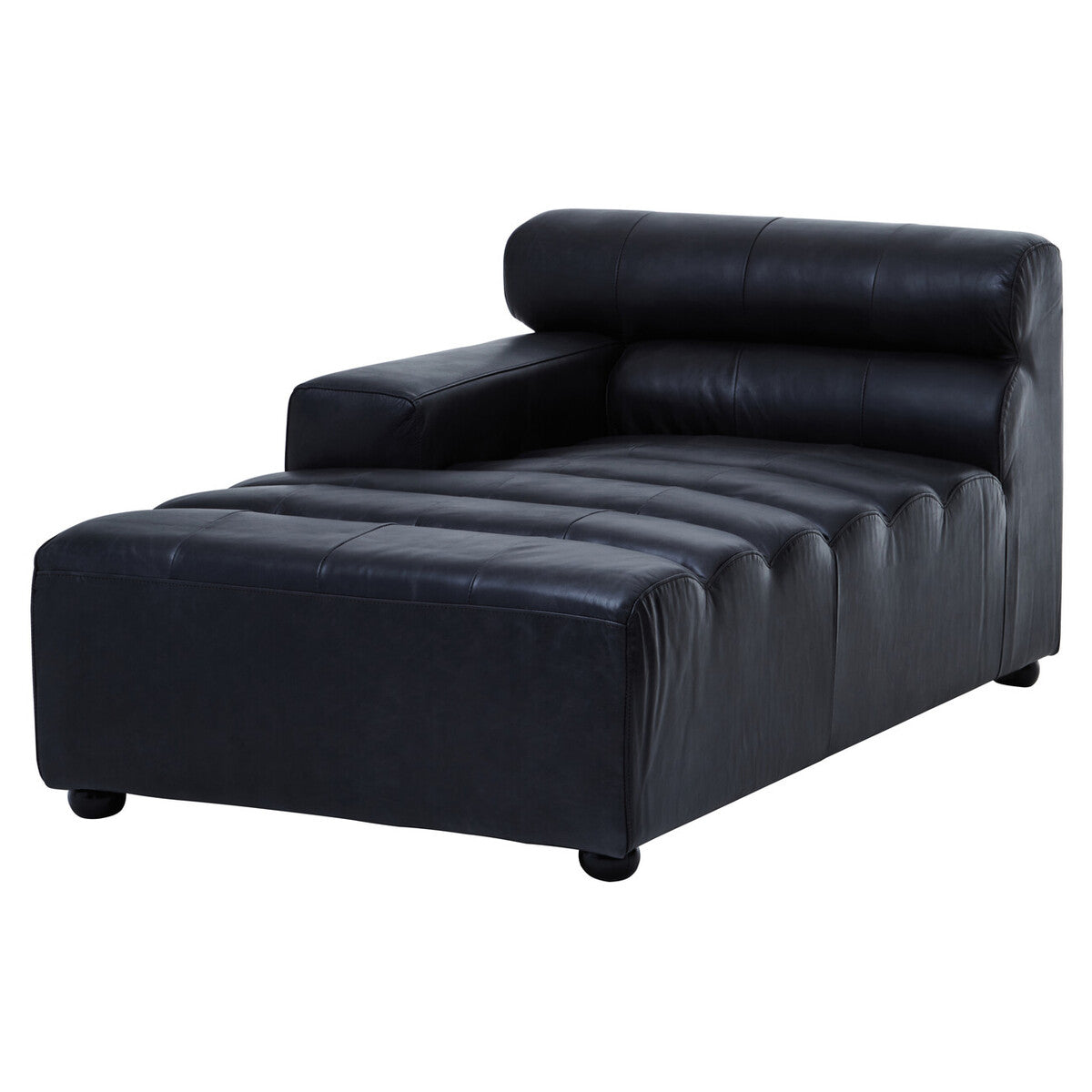Antique Black Left Arm Leather Modular Chaise Sofa, King