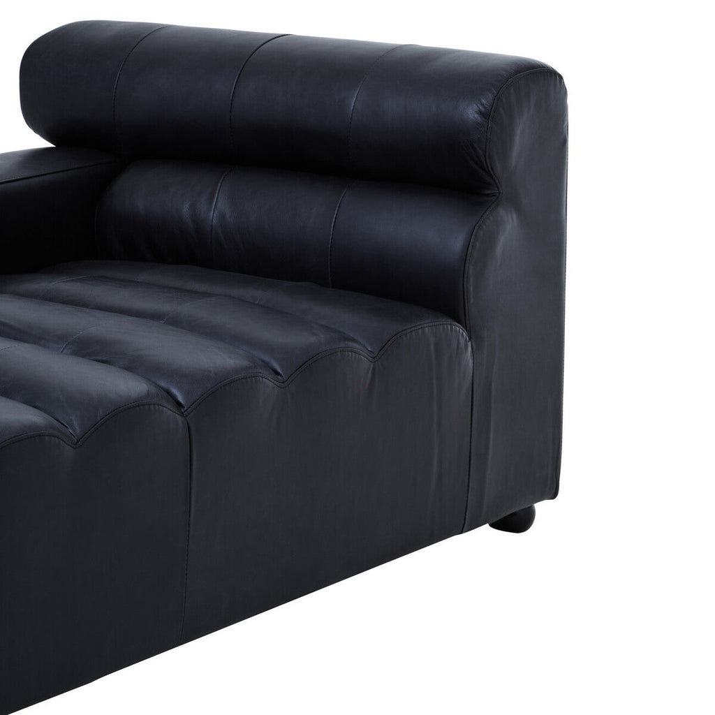 Antique Black Left Arm Leather Modular Chaise Sofa, King