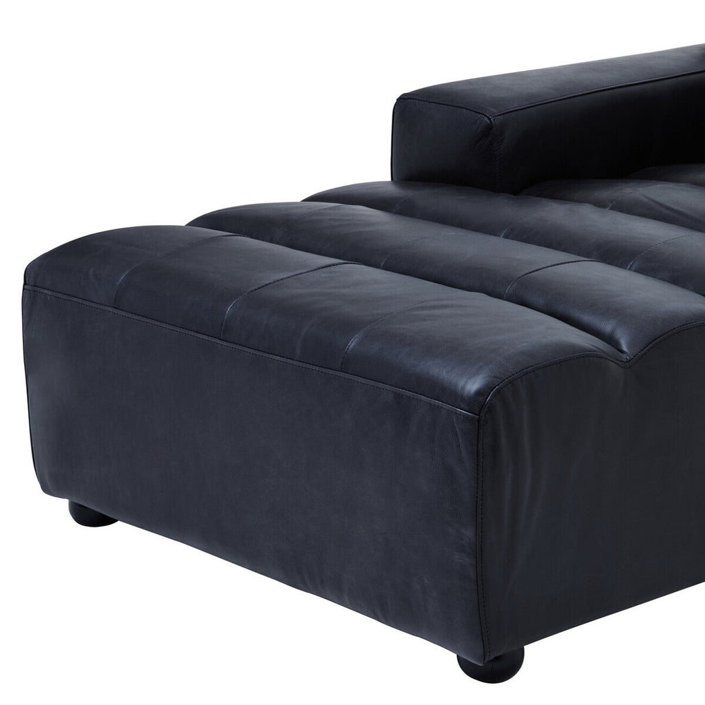 Antique Black Left Arm Leather Modular Chaise Sofa, King