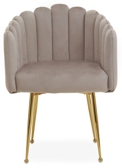 Bari Mink Velvet Scalloped Dining Chair