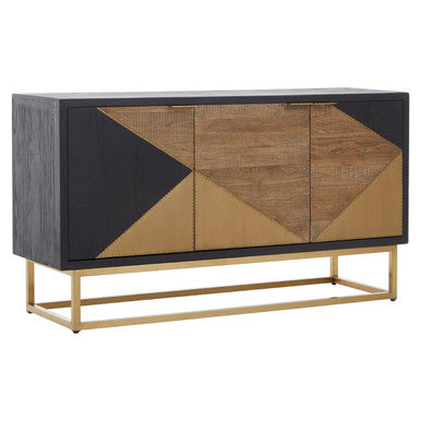 Siena Three Door Steel Oak Modern Sideboard