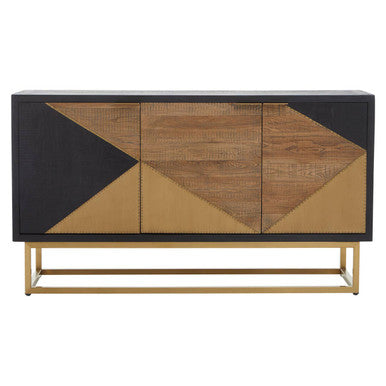 Siena Three Door Steel Oak Modern Sideboard