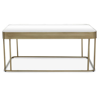 Gold Metal Coffee Table With Mirrored Top & Decorative Textured Edge, Ella
