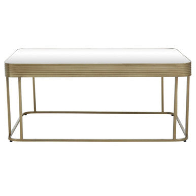 Gold Metal Coffee Table With Mirrored Top & Decorative Textured Edge, Ella