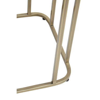 Gold Metal Side Table With Mirrored Top & Decorative Textured Edge, Ella