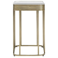 Gold Metal Side Table With Mirrored Top & Decorative Textured Edge, Ella