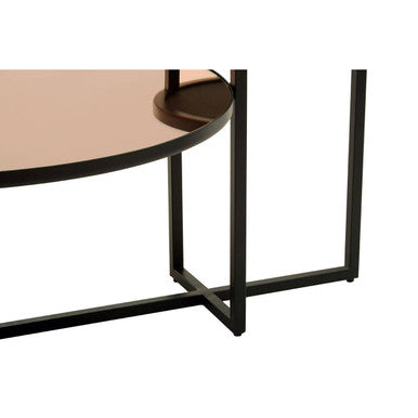 Smoked Mirror Top & Black Wooden Frame 2-Tier Coffee Table, Cercle