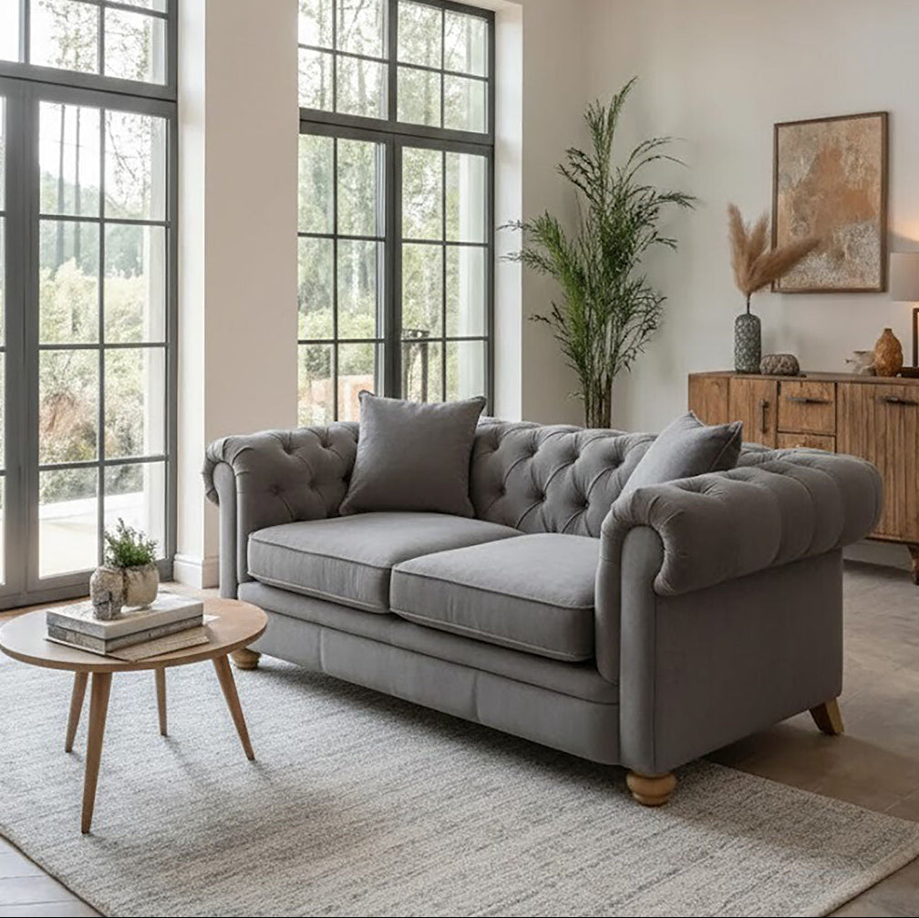 2 Seat Grey Fabric Sofa, Spencer