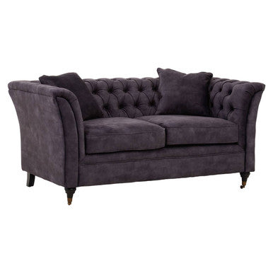 2 Seat Grey Velvet Sofa, Sabrina