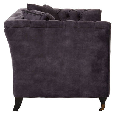 2 Seat Grey Velvet Sofa, Sabrina