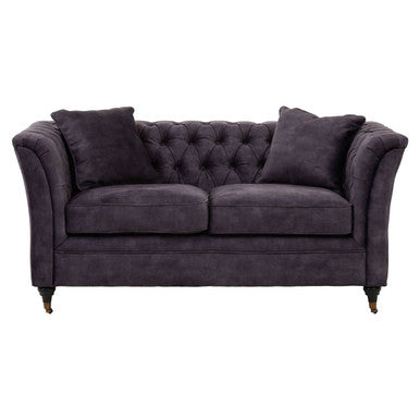 2 Seat Grey Velvet Sofa, Sabrina