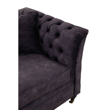 2 Seat Grey Velvet Sofa, Sabrina