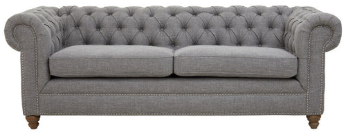 3 Seat Grey Linen Sofa, Stella