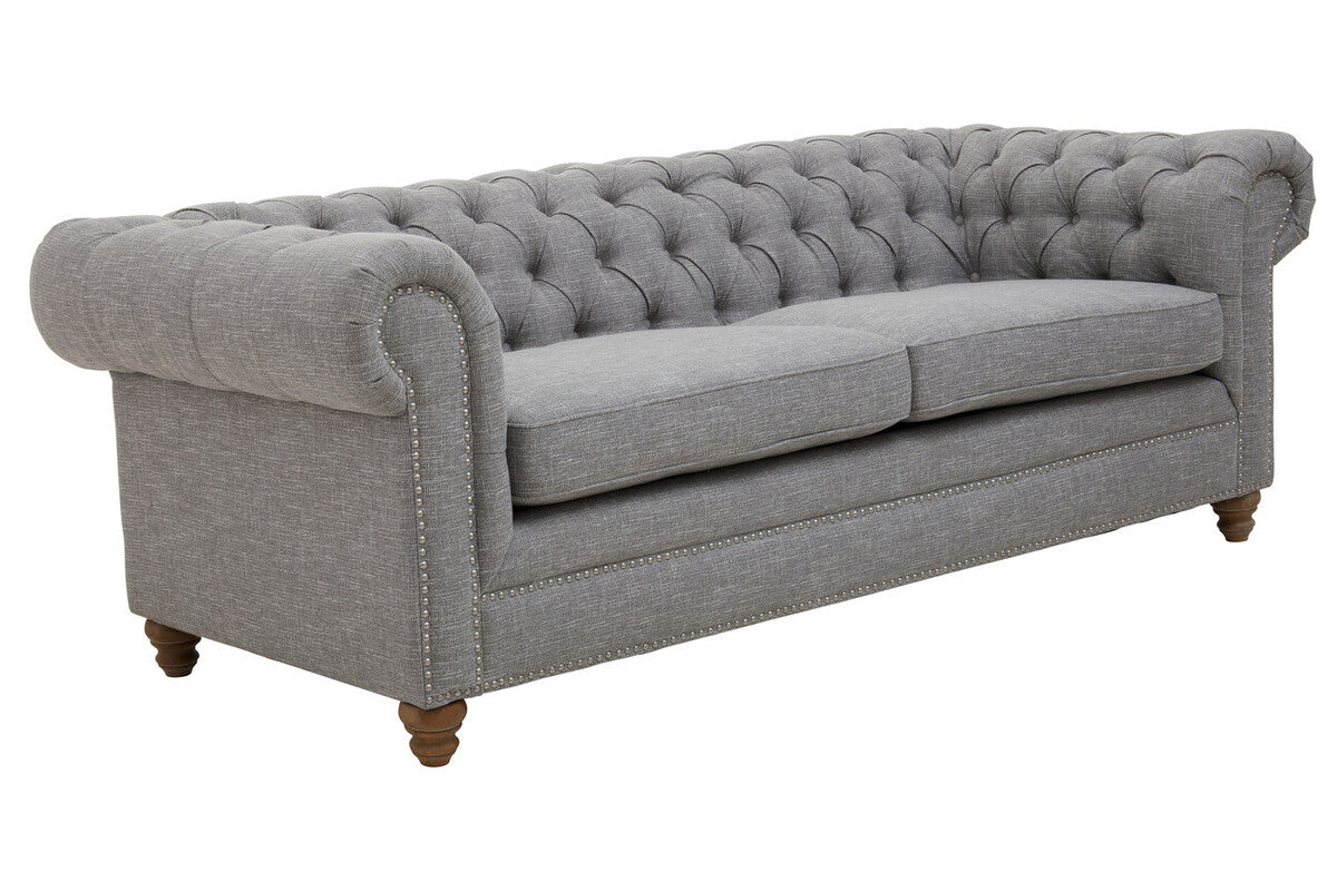 3 Seat Grey Linen Sofa, Stella