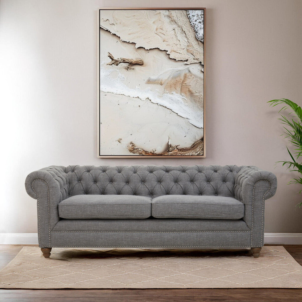3 Seat Grey Linen Sofa, Stella